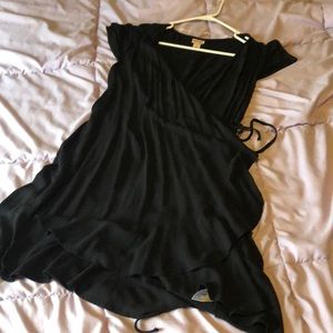 Black mini wrap dress